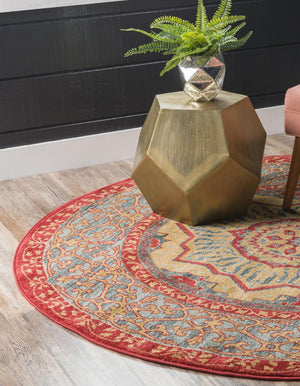 Navy Blue 6' 1 x 6' 1 Palace Round Area Rug