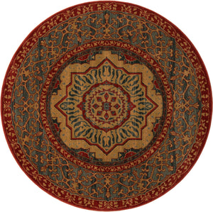 Navy Blue 6' 1 x 6' 1 Palace Round Area Rug