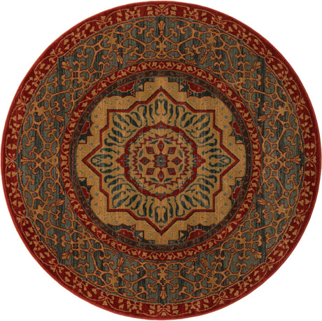 Navy Blue 6' 1 x 6' 1 Palace Round Area Rug