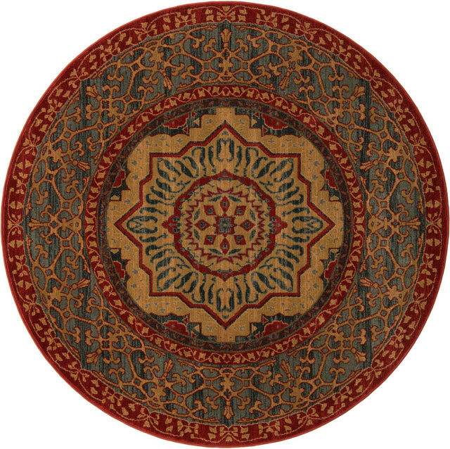 Navy Blue 6' 1 x 6' 1 Palace Round Area Rug