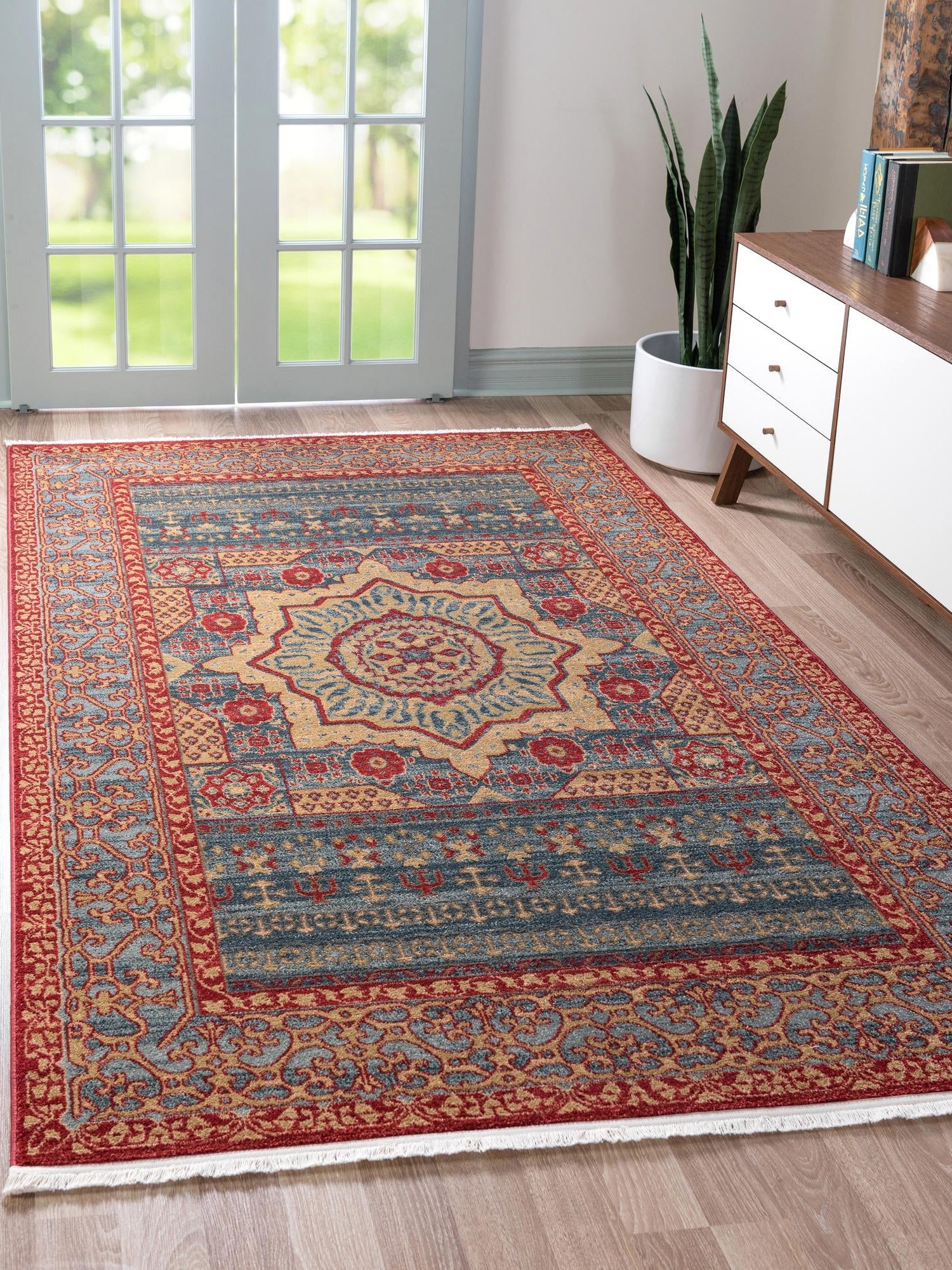 Navy Blue 10' x 11' 4 Palace Rectangle Area Rug