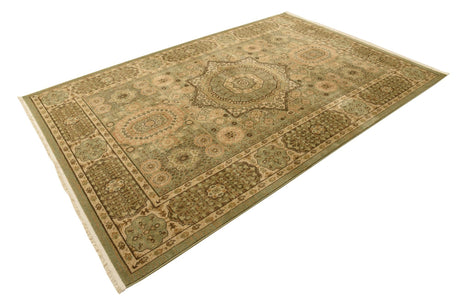 Light Green 6' 1 x 9' Palace Rectangle Area Rug Traditional Motif Design 100% Polypropylene Majestic Carpet for Elegant Interior Decorating for Sale at Rug Engine