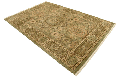 Light Green 6' 1 x 9' Palace Rectangle Area Rug Traditional Motif Design 100% Polypropylene Majestic Carpet for Elegant Interior Decorating for Sale at Rug Engine