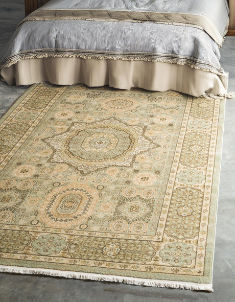 Light Green 10' x 11' 4 Palace Rectangle Area Rug Traditional Motif Design 100% Polypropylene Majestic Carpet for Elegant Interior Decorating for Sale at Rug Engine