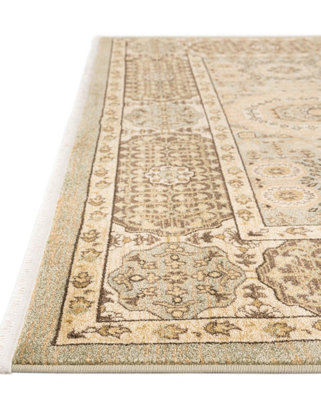 Light Green 6' 1 x 9' Palace Rectangle Area Rug Traditional Motif Design 100% Polypropylene Majestic Carpet for Elegant Interior Decorating for Sale at Rug Engine