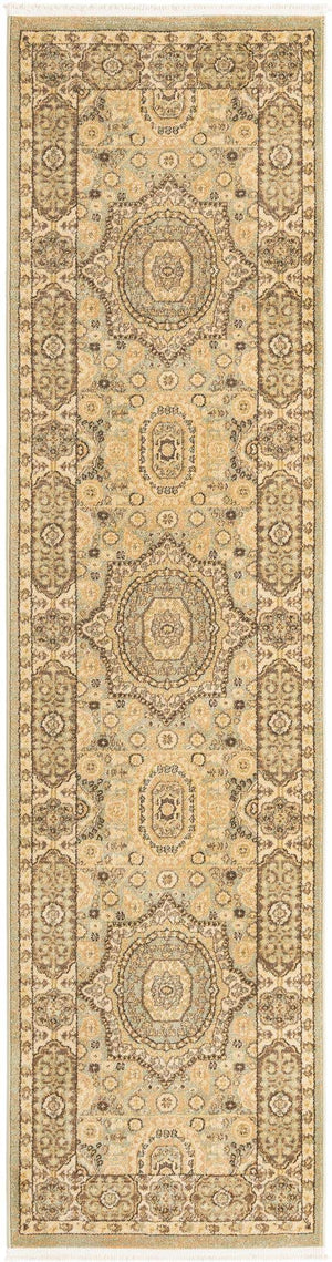 Light Green 2' 7 x 10' Palace Runner Area Rug
