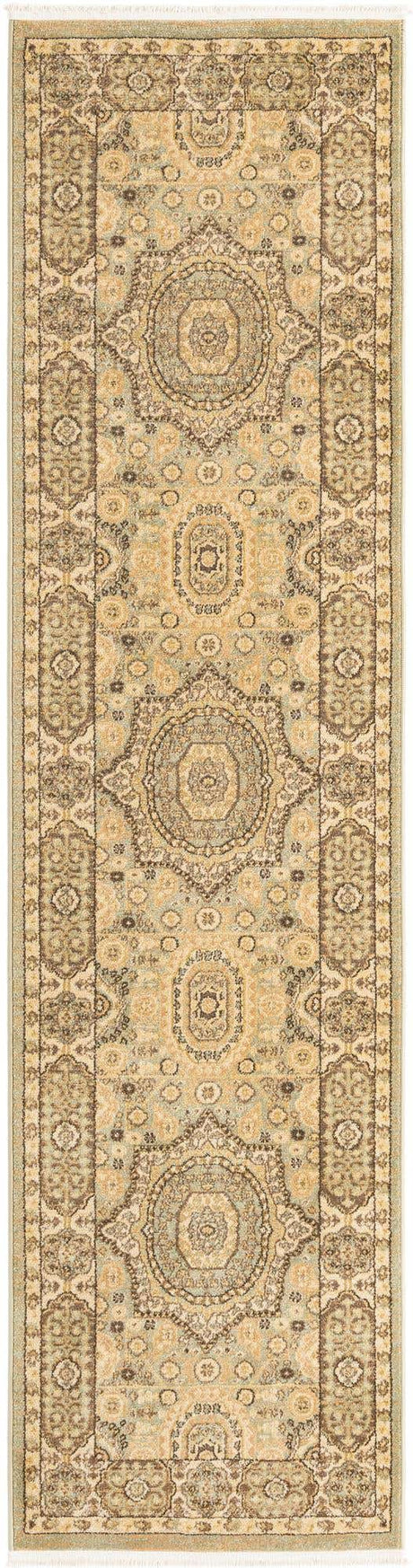 Light Green 2' 7 x 10' Palace Runner Area Rug