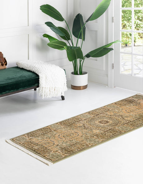 Light Green 2' 7 x 10' Palace Runner Area Rug Traditional Motif Design 100% Polypropylene Majestic Carpet for Elegant Interior Decorating for Sale at Rug Engine