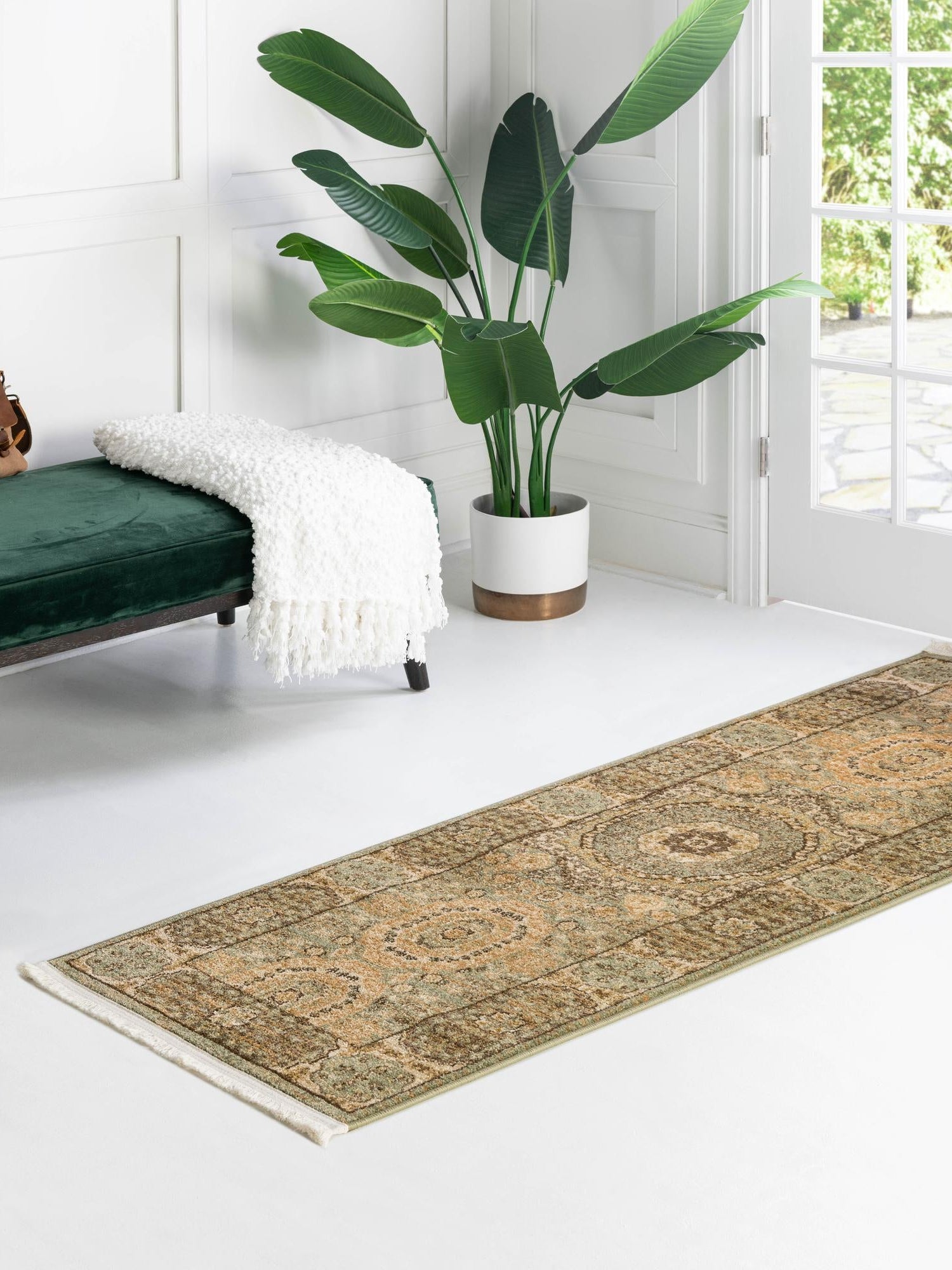 Light Green 2' x 6' 1 Palace Runner Area Rug