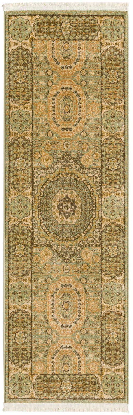 Light Green 2' x 6' 1 Palace Runner Area Rug