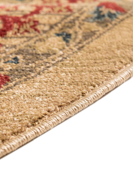 Beige 8' x 8' Palace Round Area Rug Traditional Motif Design 100% Polypropylene Majestic Carpet for Elegant Interior Decorating for Sale at Rug Engine