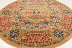 Beige 8' x 8' Palace Round Area Rug