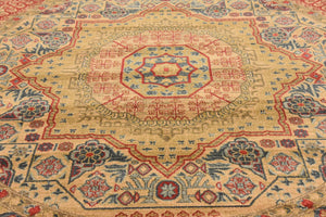 Beige 8' x 8' Palace Round Area Rug