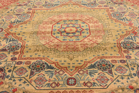 Beige 8' x 8' Palace Round Area Rug Traditional Motif Design 100% Polypropylene Majestic Carpet for Elegant Interior Decorating for Sale at Rug Engine