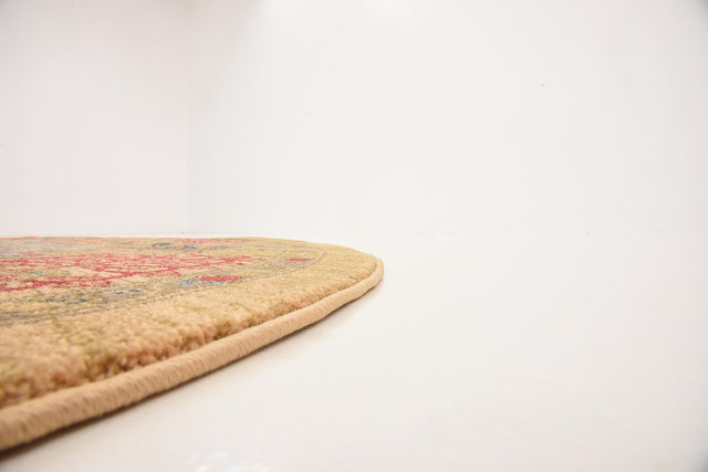 Beige 8' x 8' Palace Round Area Rug