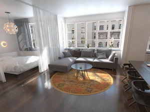 Beige 8' x 8' Palace Round Area Rug