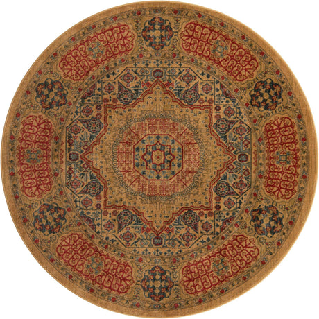 Beige 6' 1 x 6' 1 Palace Round Area Rug