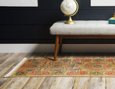 Beige 2' x 6' 1 Palace Runner Area Rug Traditional Motif Design 100% Polypropylene Majestic Carpet for Elegant Interior Decorating for Sale at Rug Engine