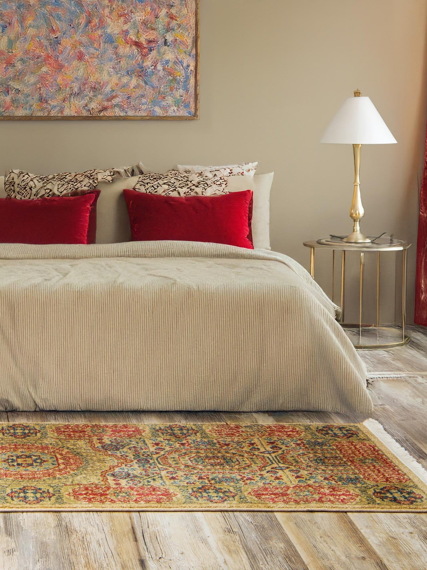 Beige 2' x 6' 1 Palace Runner Area Rug