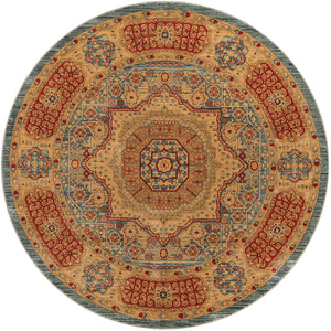 Light Blue 8' x 8' Palace Round Area Rug