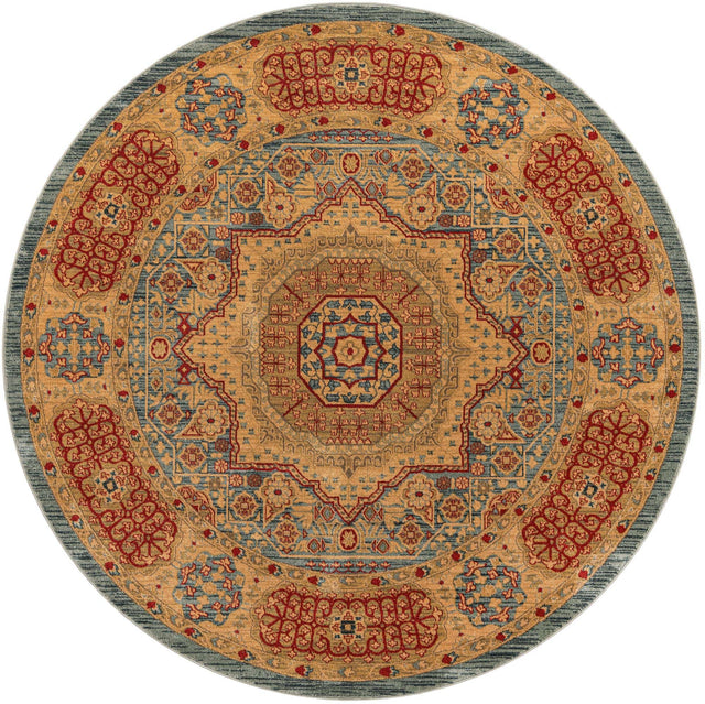 Light Blue 8' x 8' Palace Round Area Rug