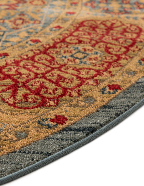Light Blue 6' 1 x 6' 1 Palace Round Area Rug Traditional Motif Design 100% Polypropylene Majestic Carpet for Elegant Interior Decorating for Sale at Rug Engine