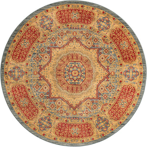 Light Blue 6' 1 x 6' 1 Palace Round Area Rug