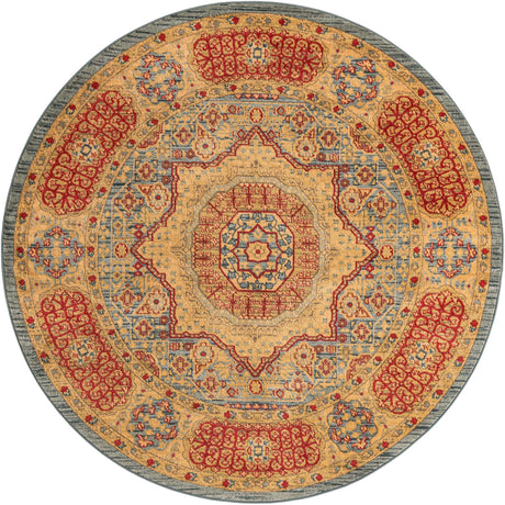Light Blue 6' 1 x 6' 1 Palace Round Area Rug