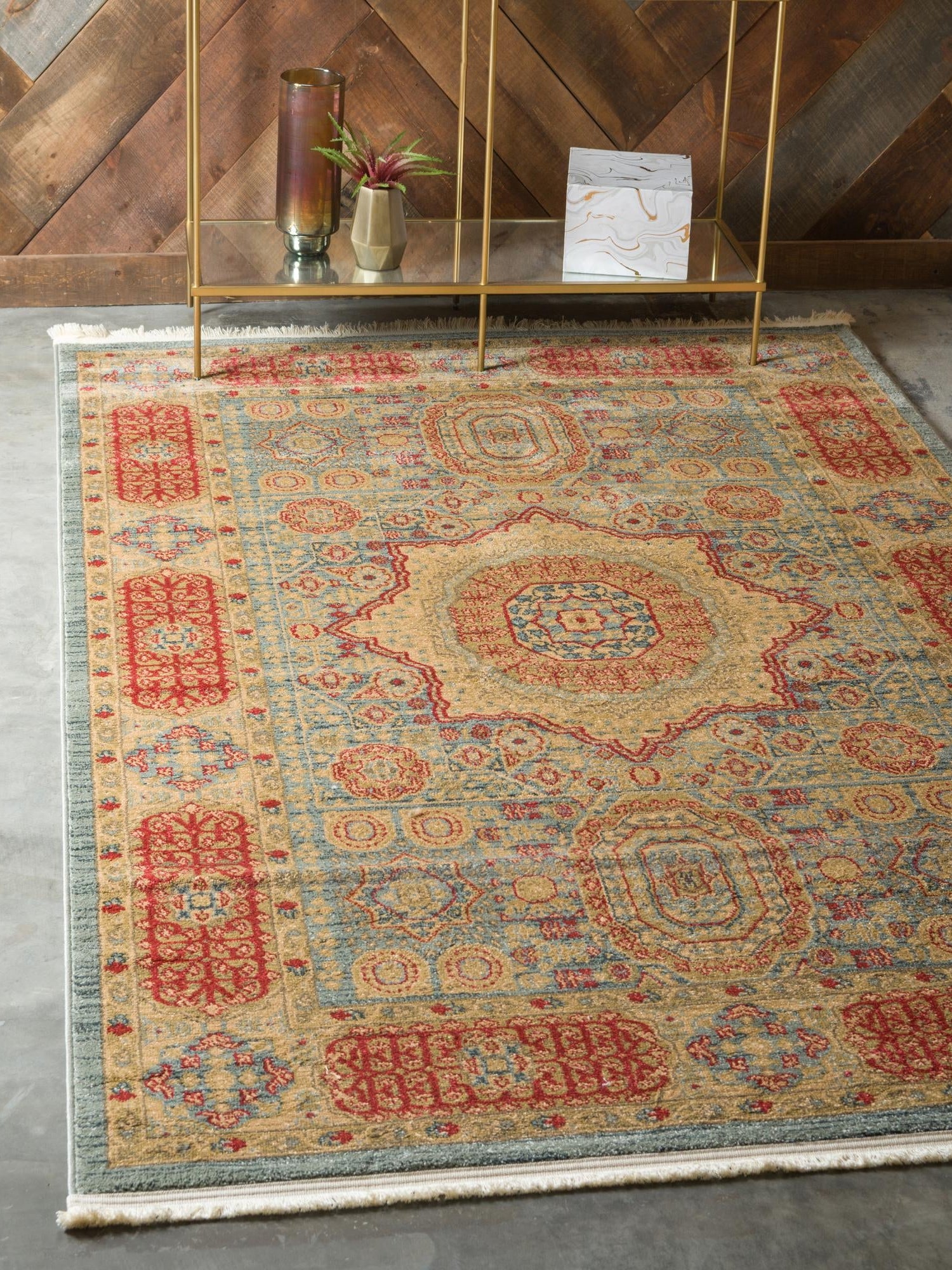 Light Blue 10' x 11' 4 Palace Rectangle Area Rug