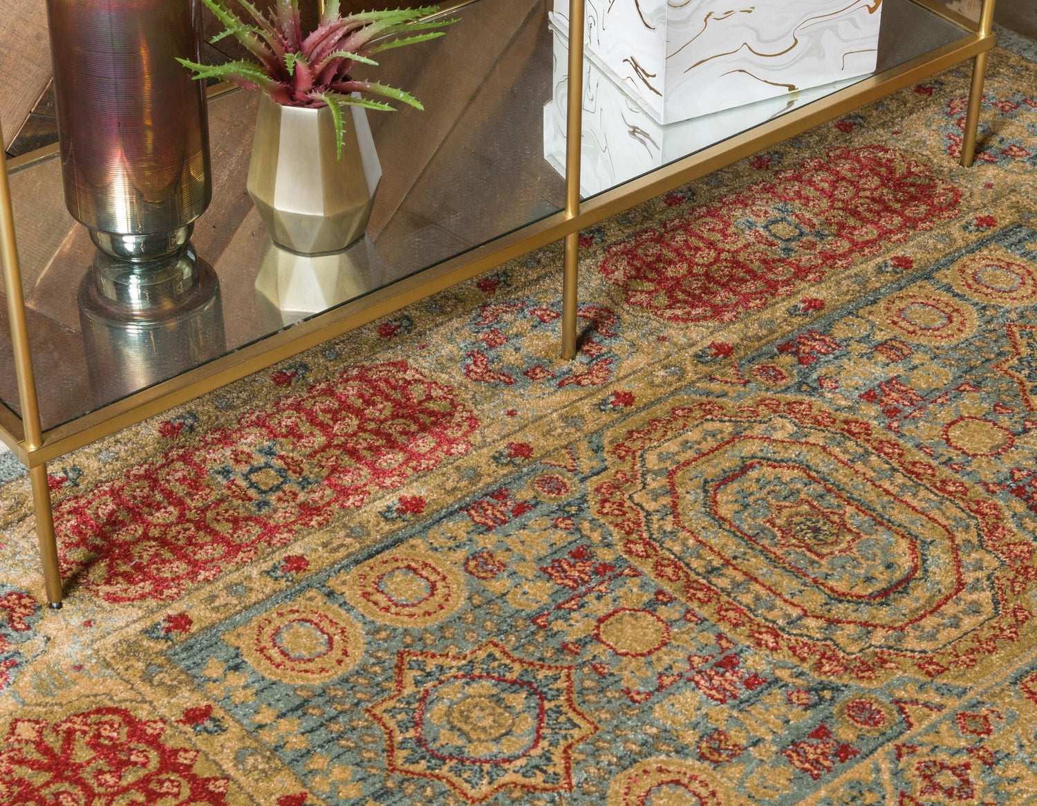 Light Blue 8' x 11' Palace Rectangle Area Rug