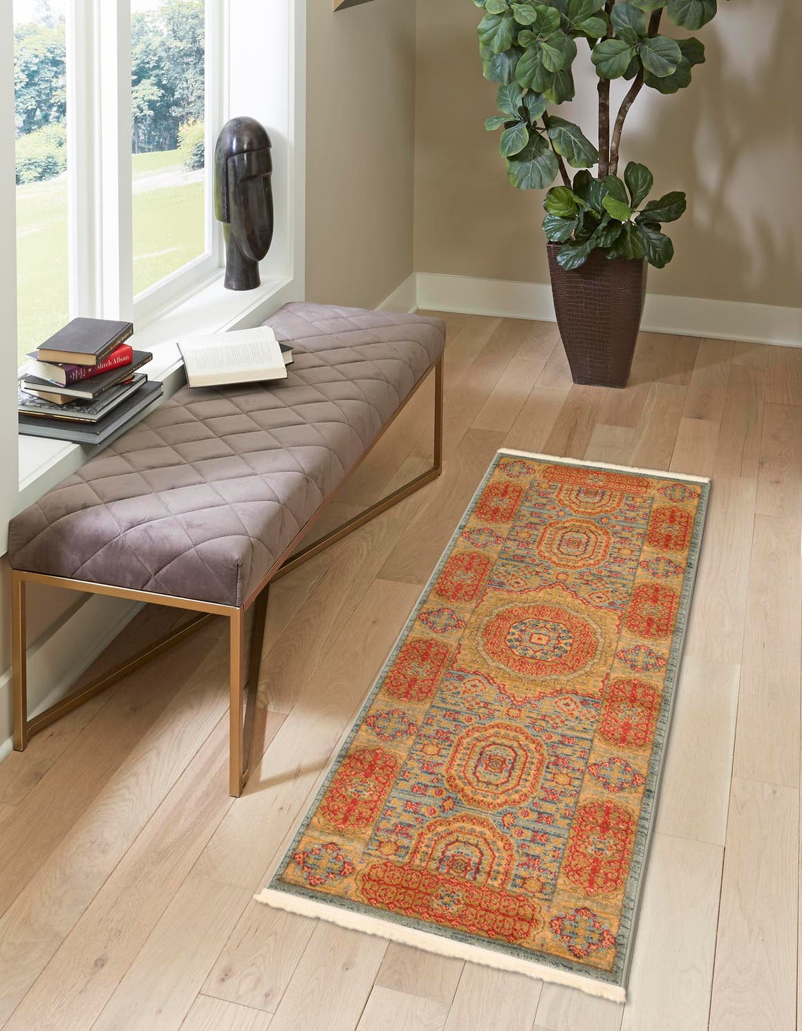 Light Blue 2' 7 x 10' Palace Runner Area Rug