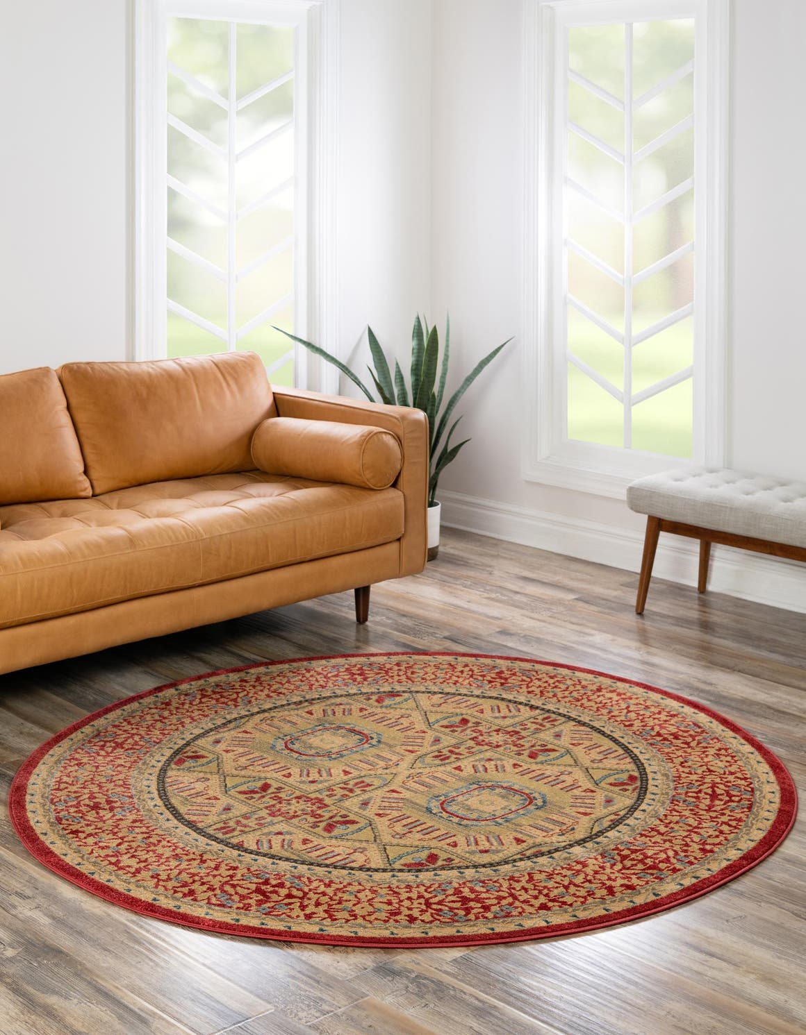 Red 8' x 8' Palace Round Area Rug