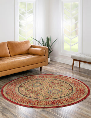 Red 8' x 8' Palace Round Area Rug