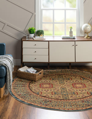 Blue 8' x 8' Palace Round Area Rug