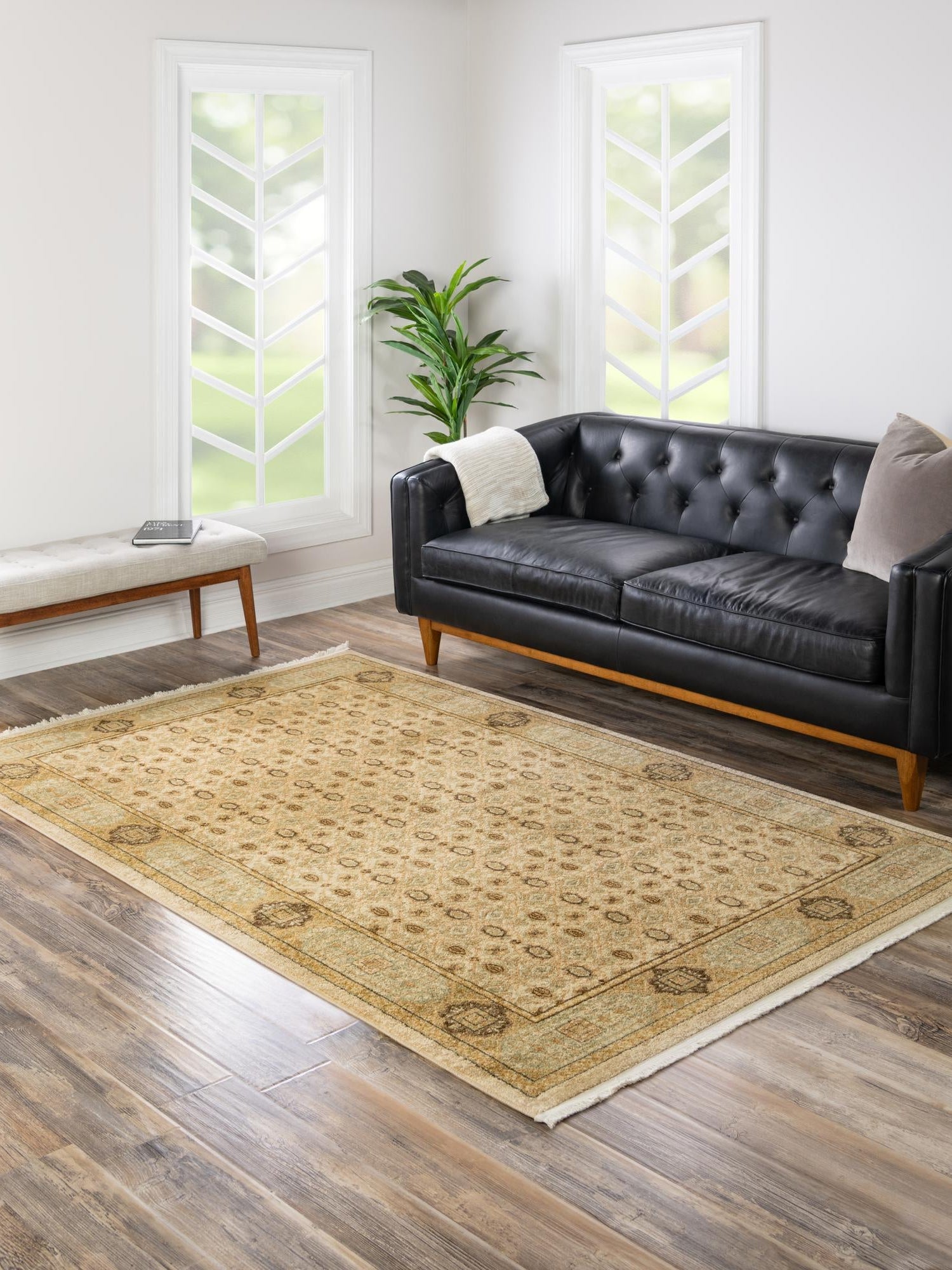 Cream 6' 1 x 9' Palace Rectangle Area Rug