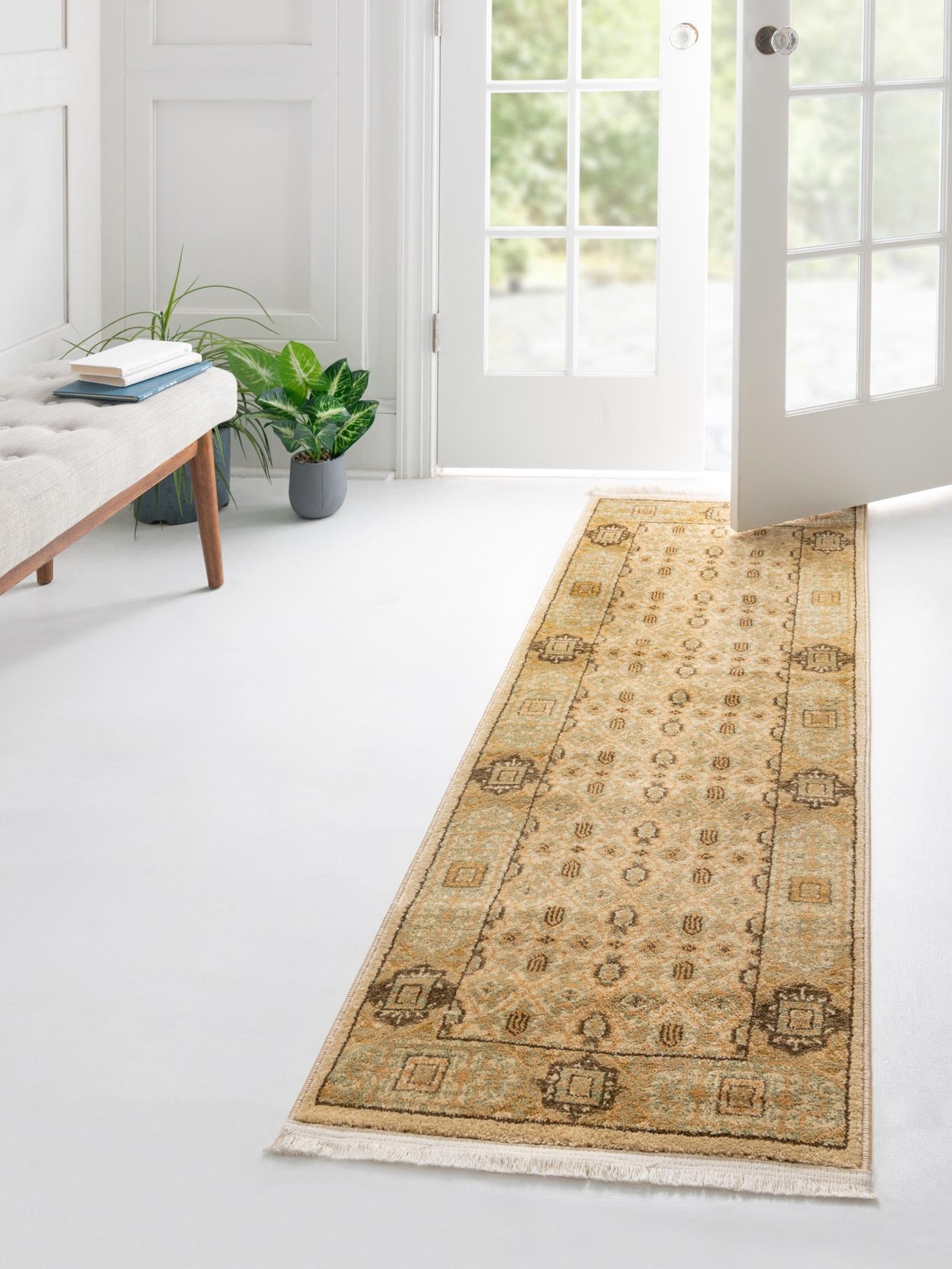 Cream 2' 7 x 10' Palace Runner Area Rug