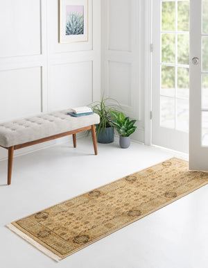Cream 2' 7 x 10' Palace Runner Area Rug