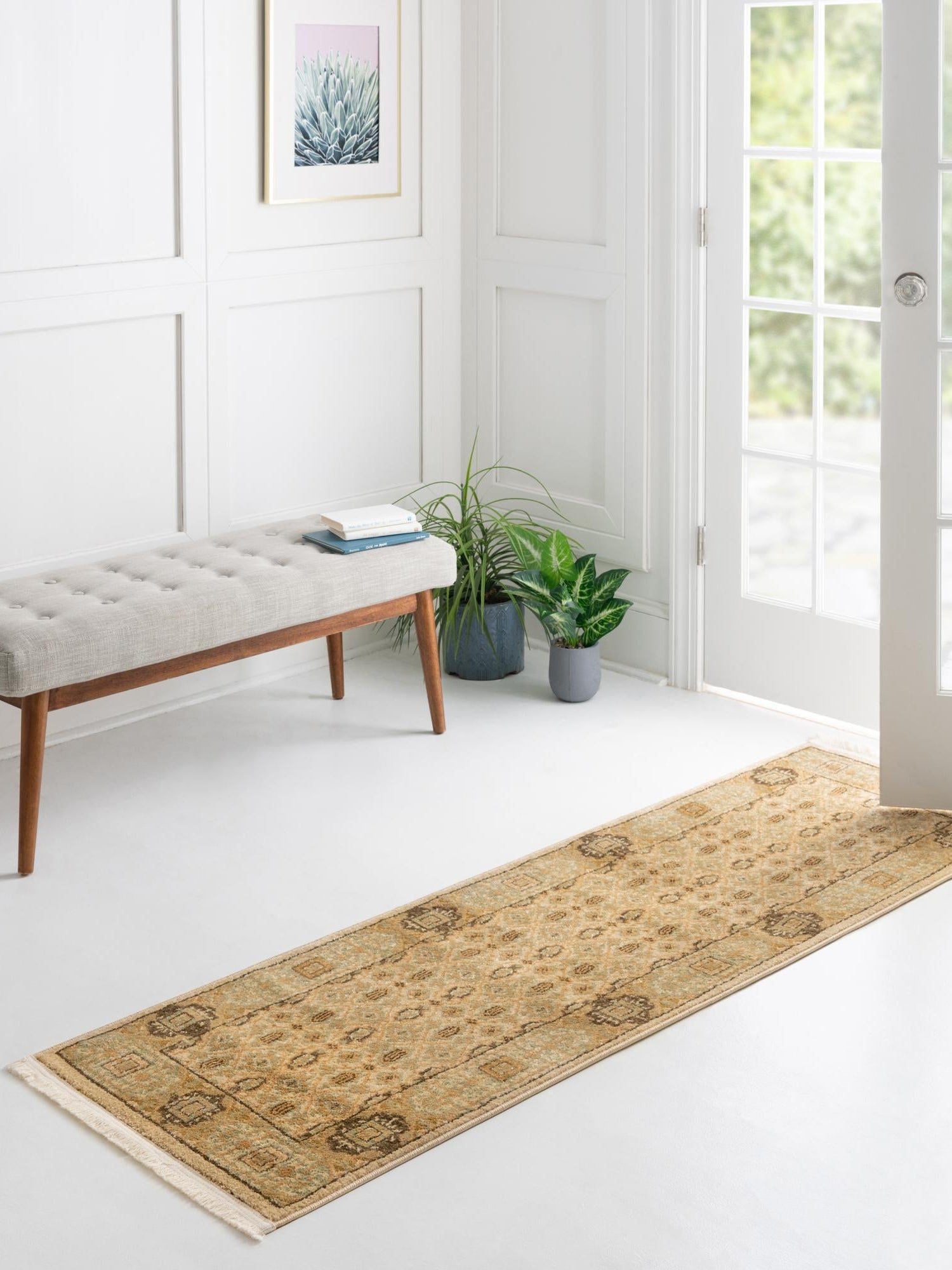 Cream 2' x 6' 1 Palace Runner Area Rug