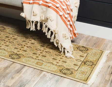 Cream 2' x 6' 1 Palace Runner Area Rug Traditional Motif Design 100% Polypropylene Majestic Carpet for Elegant Interior Decorating for Sale at Rug Engine