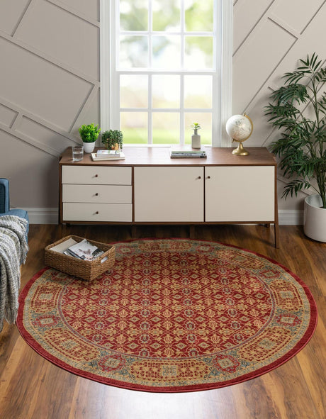 Red 3' 3 x 3' 3 Palace Round Area Rug