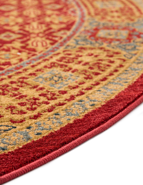 Red 8' x 8' Palace Round Area Rug Traditional Motif Design 100% Polypropylene Majestic Carpet for Elegant Interior Decorating for Sale at Rug Engine