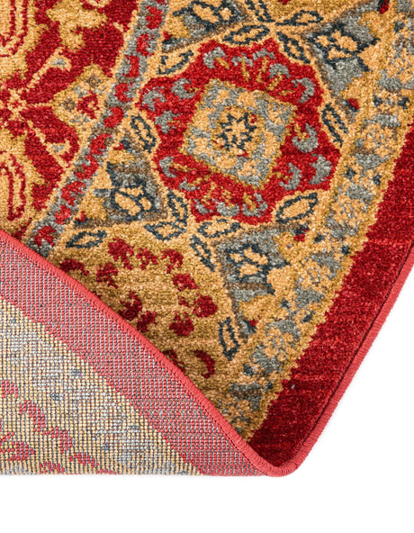 Red 8' x 8' Palace Round Area Rug Traditional Motif Design 100% Polypropylene Majestic Carpet for Elegant Interior Decorating for Sale at Rug Engine