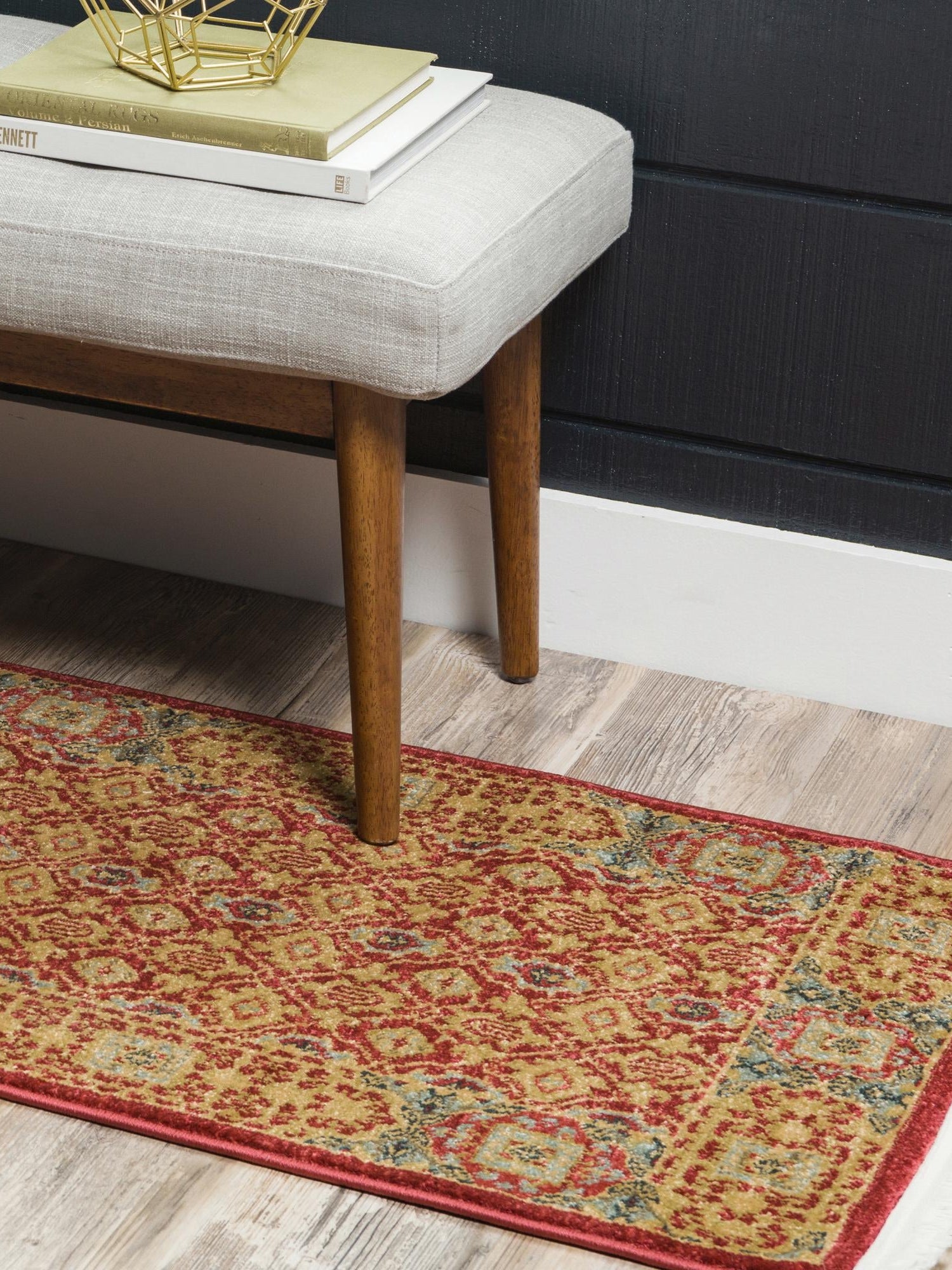 Red 2' 7 x 10' Palace Runner Area Rug