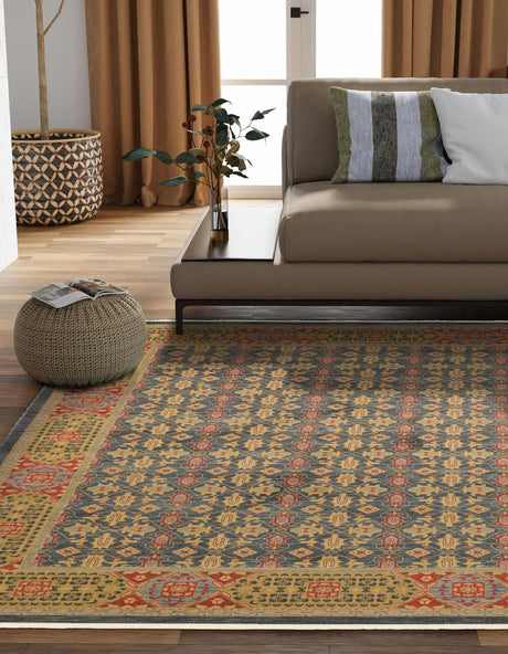 Navy Blue 10' x 11' 4 Palace Rectangle Area Rug