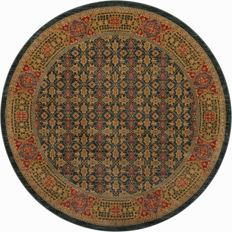 Navy Blue 8' x 8' Palace Round Area Rug