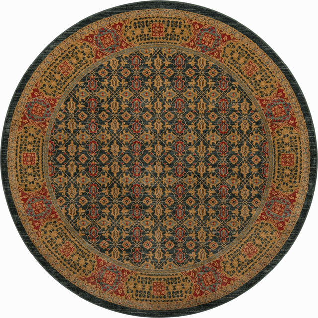 Navy Blue 8' x 8' Palace Round Area Rug