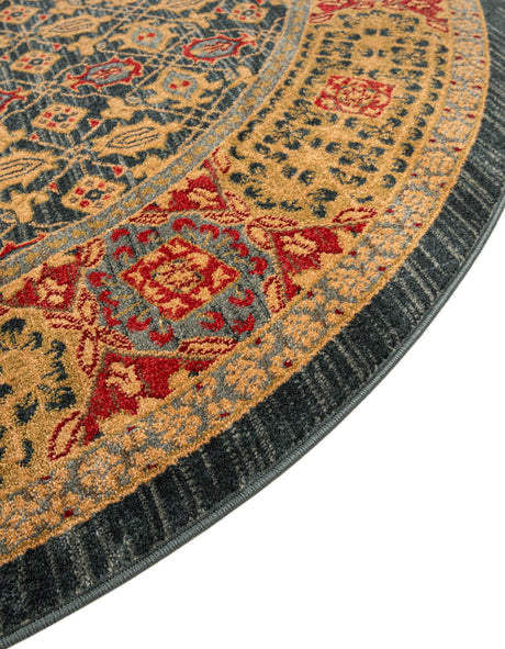 Navy Blue 8' x 8' Palace Round Area Rug Traditional Motif Design 100% Polypropylene Majestic Carpet for Elegant Interior Decorating for Sale at Rug Engine