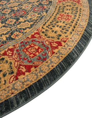 Navy Blue 6' 1 x 6' 1 Palace Round Area Rug