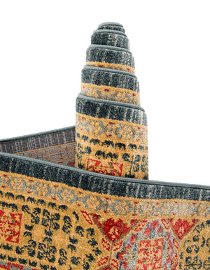 Navy Blue 3' 1 x 3' 1 Palace Round Area Rug