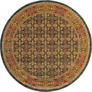 Navy Blue 6' 1 x 6' 1 Palace Round Area Rug